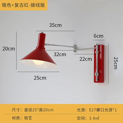 Lámpara de pared DecorBites™ Cream Wind LED E27 con brazo articulado y telescópica, ideal para escaleras, mesilla de noche o lectura.