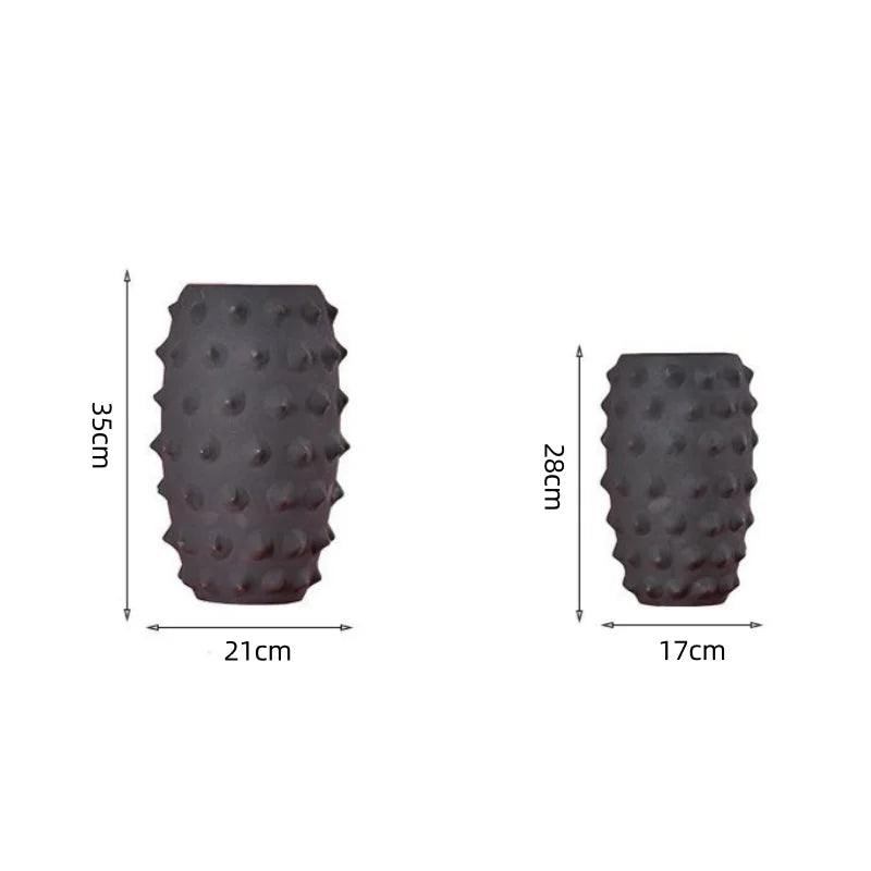 DecorBites™ Black Ceramic Sea Urchin Spine Vase - Abstract Geometry Handicraft Decoration