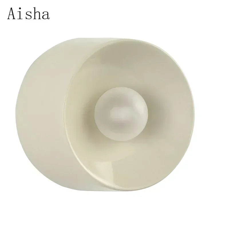 DecorBites™ مصباح حائط معدني من طراز Bauhaus باللونين الأسود والأبيض، مقاس 15 سم/18 سم، مناسب لغرفة المعيشة المنزلية وإضاءة LED