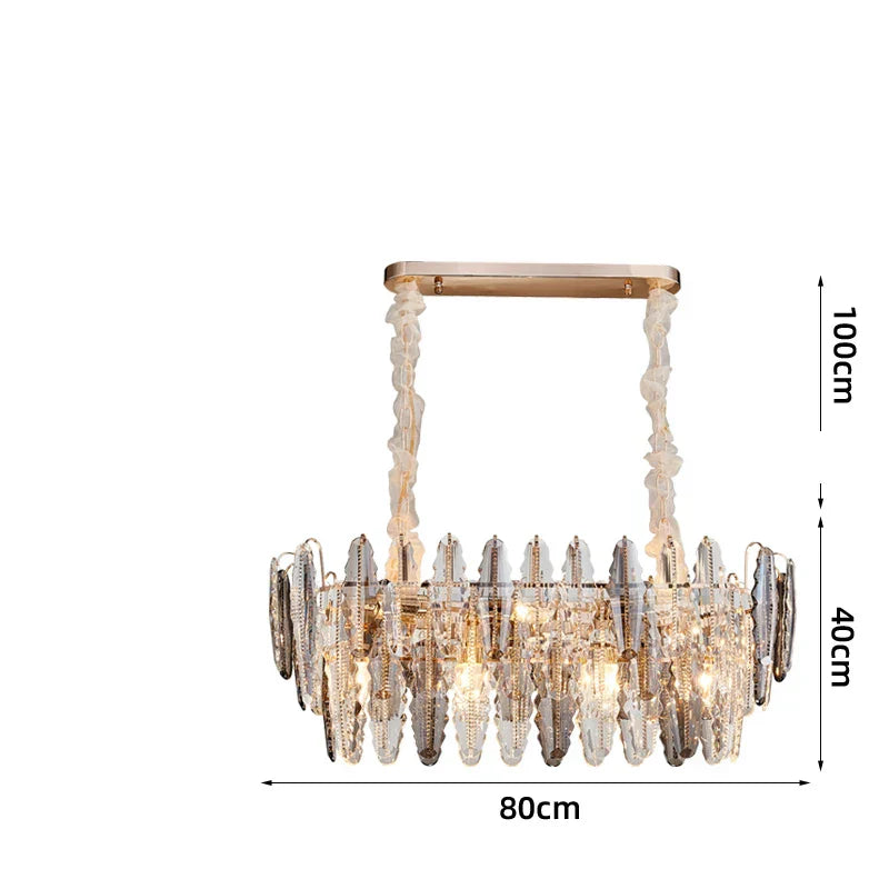 Decorbites™ Lámpara de Araña LED de Cristal Dorado para Mesa de Comedor
