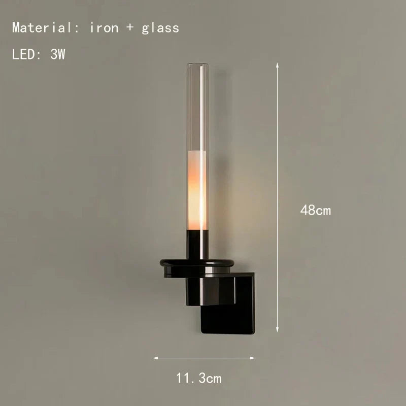 DecorBites™ Clear Glass Black Metal Wall Light for Stairs, Aisle, Parlor, Bedroom - 3000K