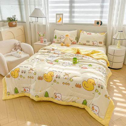 DecorBites™ Cartoon Pattern Summer Comforter: Skin-Friendly Breathable Quilt for Kids & Adults