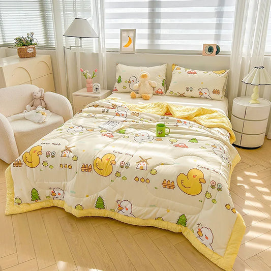 DecorBites™ Cartoon Pattern Summer Comforter: Skin-Friendly Breathable Quilt for Kids & Adults