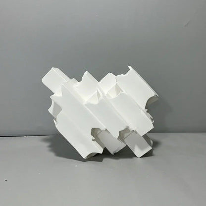 DecorBites™ Escultura geométrica de cerámica para arreglos florales, tubo cuadrado, decoración irregular