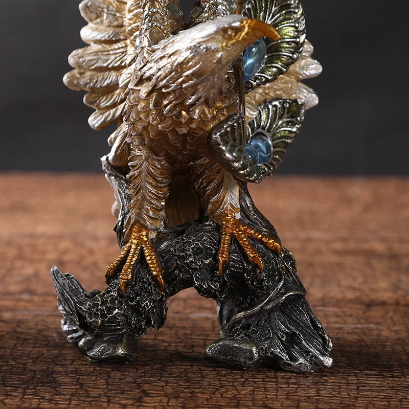 DecorBites™ Golden Eagle Resin Figurines for Home Office Feng Shui Decor