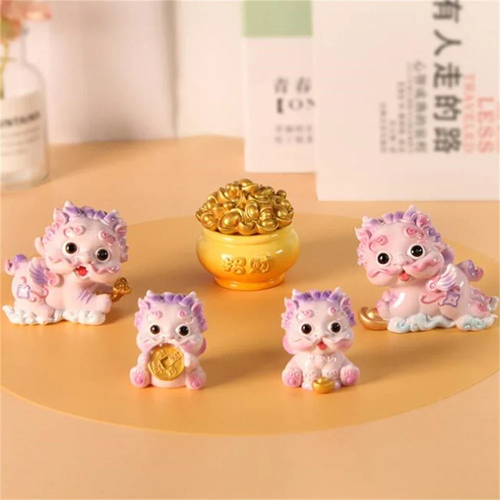 DecorBites™ Chinese Mythology Lion Figurines for Luck, Wealth, and Protection