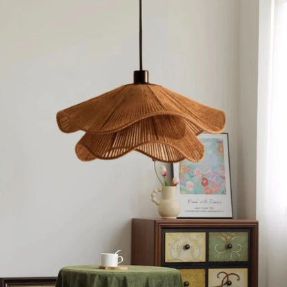 DecorBites™ Japanese Hemp Knit Pendant Light E27 LED Lamp - Nordic Wabi Sabi Style