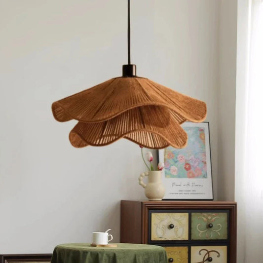 DecorBites™ Japanese Hemp Knit Pendant Light E27 LED Lamp - Nordic Wabi Sabi Style