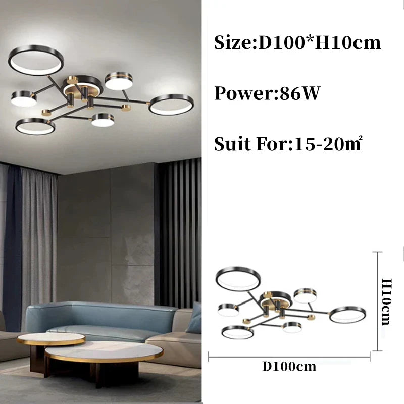 DecorBites™ Gold/Black Pendant Light Chandelier for Living Room Dining Bedroom - Modern Nordic Ceiling Lamps