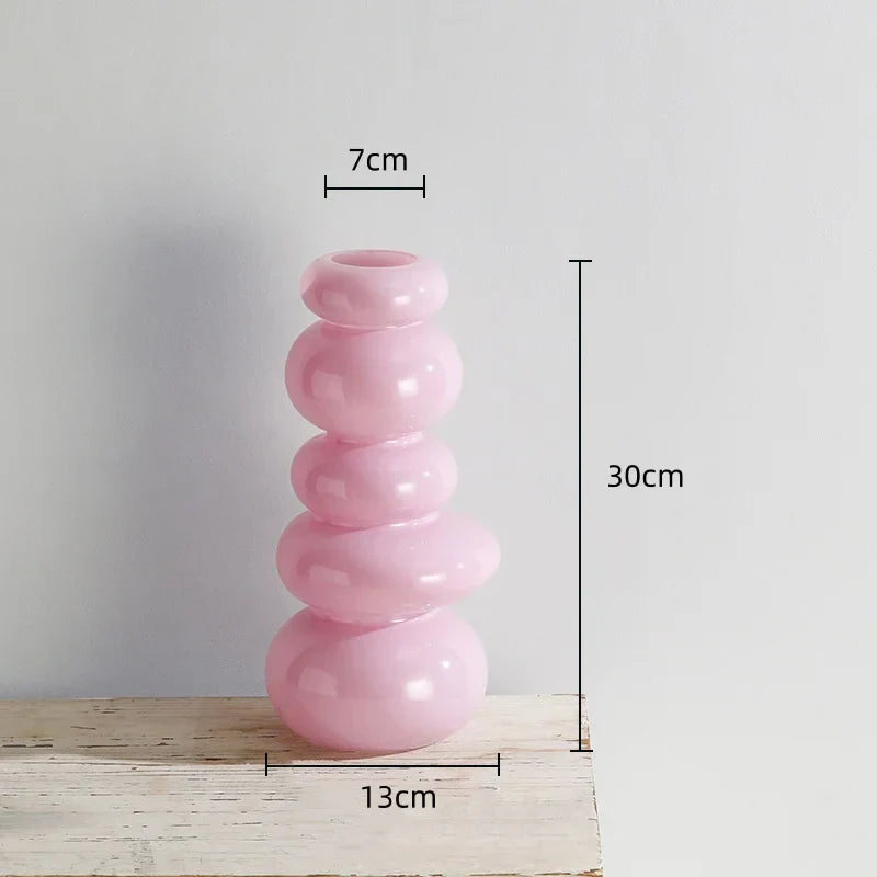 DecorBites™ Terrario de cristal geométrico con forma de pila de guijarros para decoración del hogar