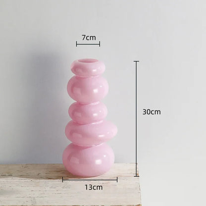 DecorBites™ Terrario de cristal geométrico con forma de pila de guijarros para decoración del hogar