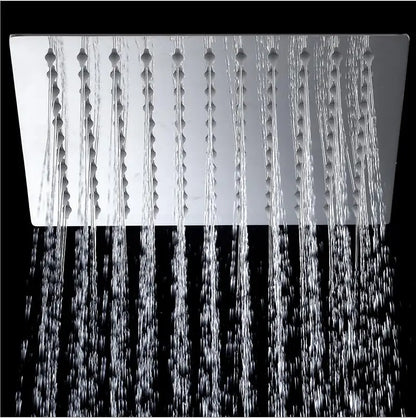 Cabezal de ducha cuadrado tipo lluvia DecorBites™ de 20" en latón cromado - Cabezal de ducha de pared para baño