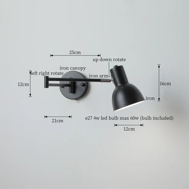 Lámpara de pared LED articulada color crema DecorBites™ para sala de estar, dormitorio, espejo y escalera