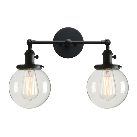 DecorBites™ Double Ball Heads Globe Glass Wall Sconce, Modern Vintage Indoor Lighting