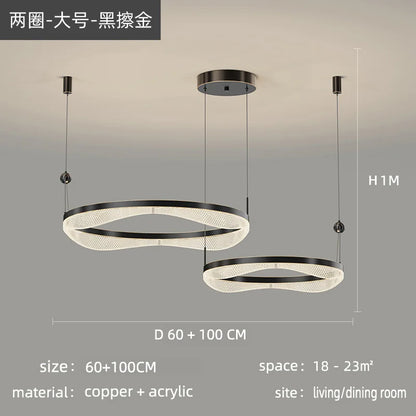 DecorBites™ LED Ring Pendant Chandelier for Living Room Bedroom and Dining Room