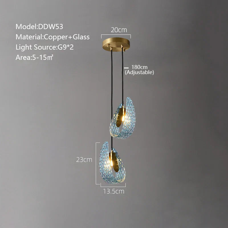 Lámpara de techo de cobre con hoja de pavo real azul Art Deco LED™ Decorbites para sala de estar
