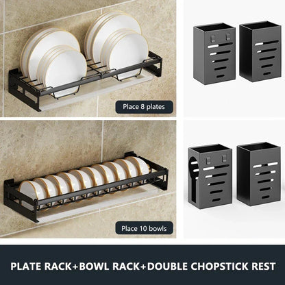 DecorBites™ Kitchen Wall Organizer Rack Utensil Drainer Storage Holder Shelves