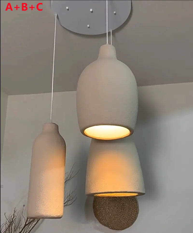 Decorbites™ Lámpara de Araña LED: Luz Colgante Minimalista de Cemento para Dormitorio y Sala de Estar