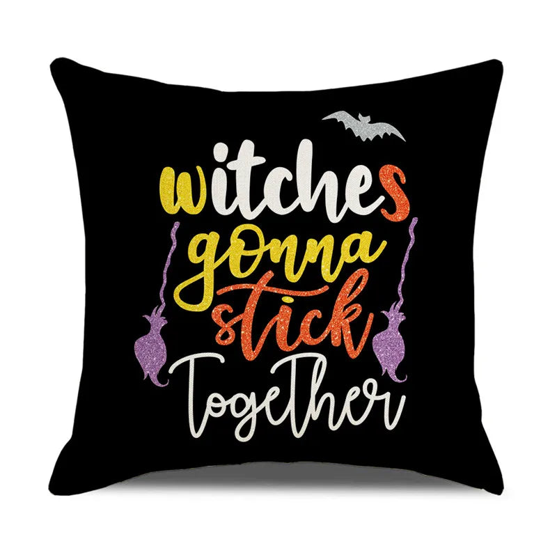 Funda de cojín de lino Decorbites™ de Halloween para la decoración del salón y el sofá - Truco o trato