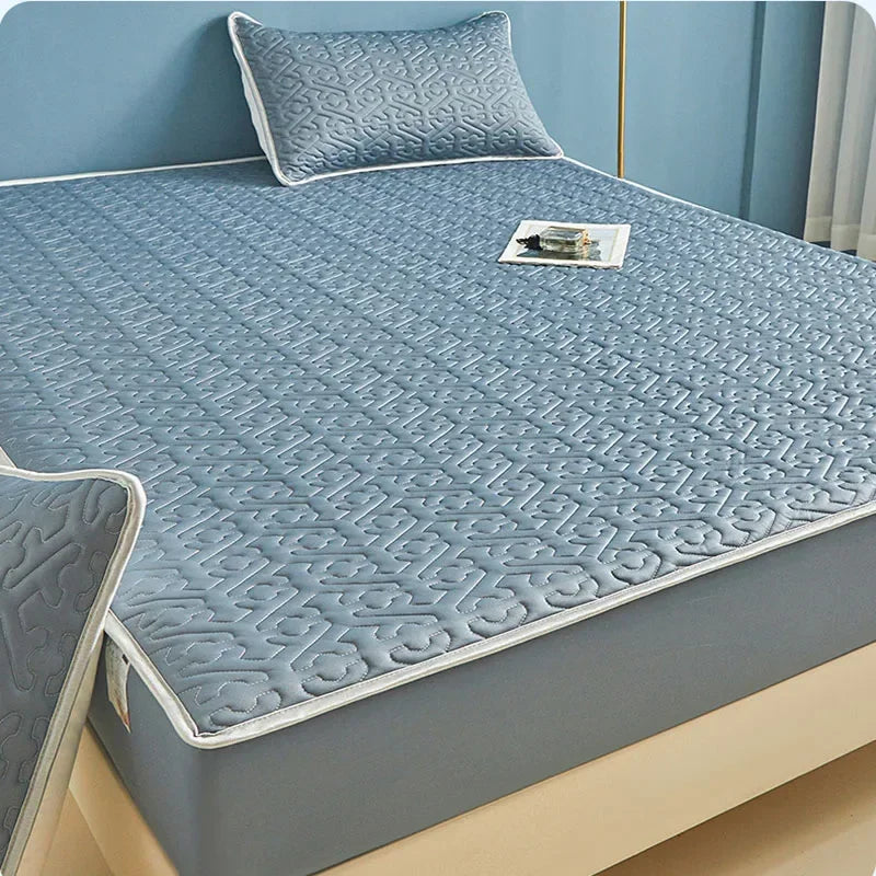 DecorBites™ Ice Silky Latex Fitted Sheet Set - Soft Breathable Solid Color Mat