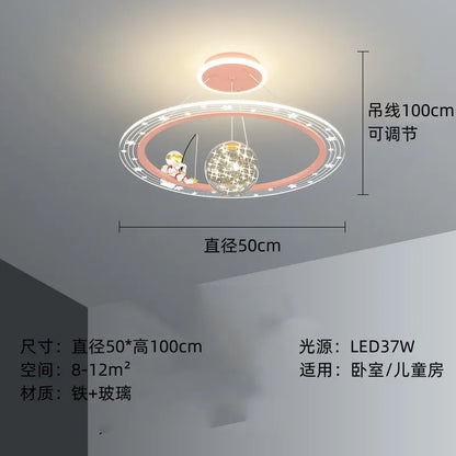 DecorBites™ Astronaut LED Chandeliers: Remote-controlled Ceiling Pendant for Children's Room, Boy's Study, Nursery