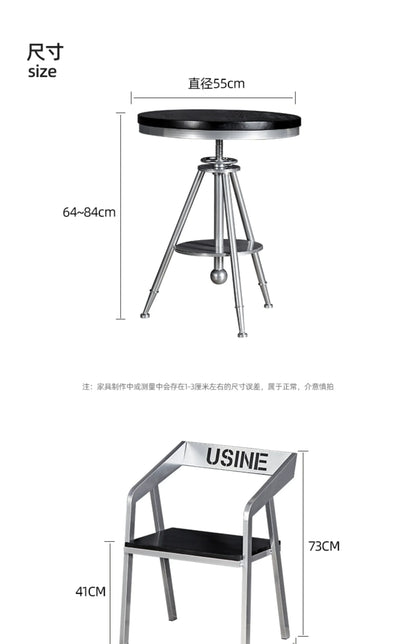 DecorBites™ Industrial Iron Art Solid Wood Dining Chair for Coffee Shop & Bar