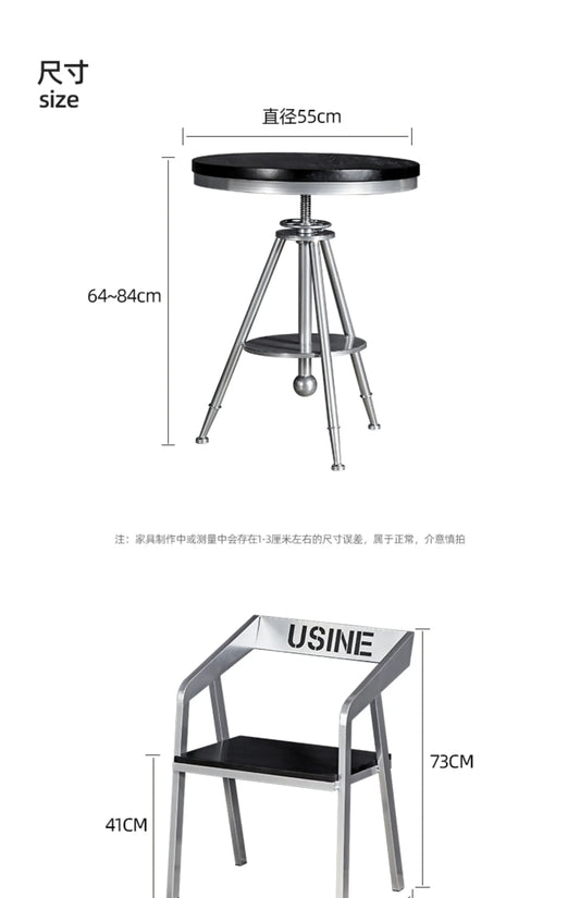 DecorBites™ Industrial Iron Art Solid Wood Dining Chair for Coffee Shop & Bar