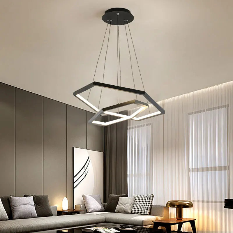 DecorBites™ Hexagon Aluminium LED Pendant Light Dimmable Minimalist Chandelier for Living Room Bedroom