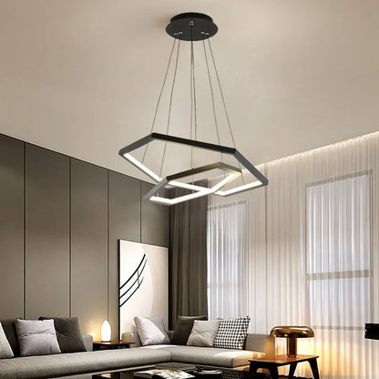 DecorBites™ Hexagon Aluminium LED Pendant Light Dimmable Minimalist Chandelier for Living Room Bedroom