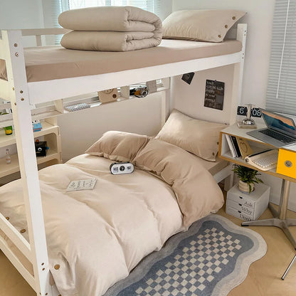 DecorBites™ Buttoned Washed Cotton Bedding Set: Soft & Breathable Quilt Cover for Home or Dorm