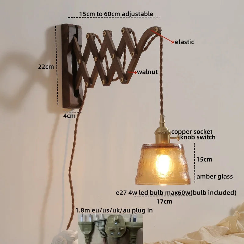 DecorBites™ Ceramic Walnut Wall Sconce with Knob Switch for Bedroom Living Room