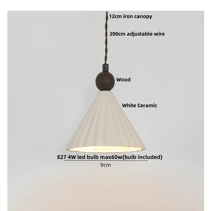DecorBites™ Ceramic Wood Pendant Lamp LED Hanging Light Fixture for Modern Home Decor