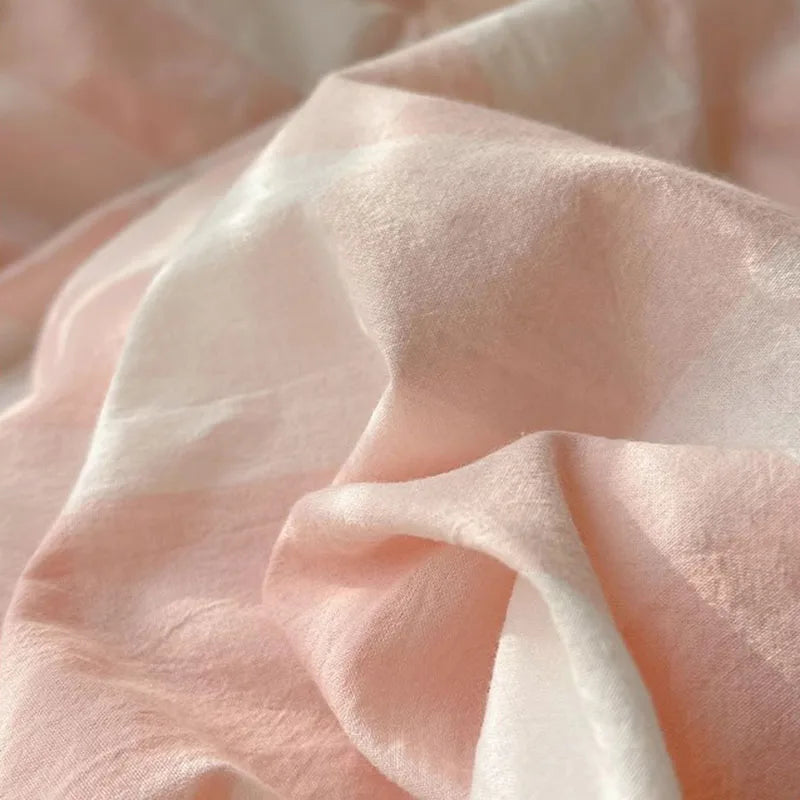 DecorBites™ Juegos de cama de algodón acogedor con diseño de cuadrícula para dormitorios estudiantiles - Ropa de cama tamaño Queen/King