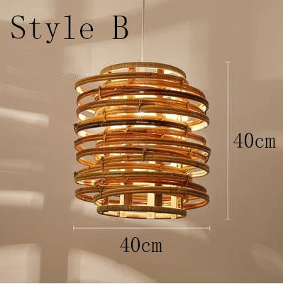 Lámpara colgante DecorBites™ con forma de nido de pájaro de bambú para comedor, lámpara de mimbre hecha a mano para cocina, bar y sala de estar