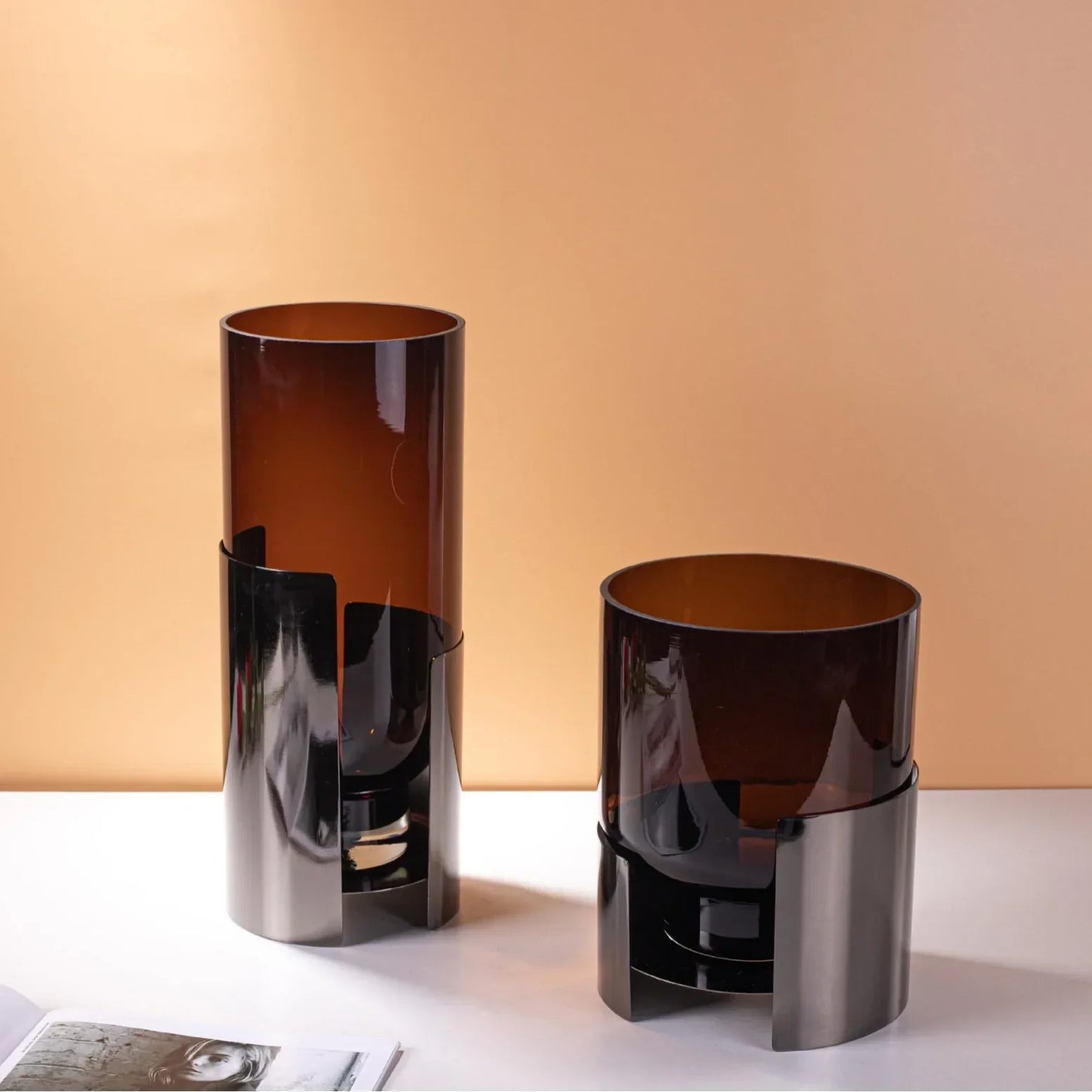 DecorBites™ Amber Glass Vase: Stylish Terrarium and Room Decoration Accessory