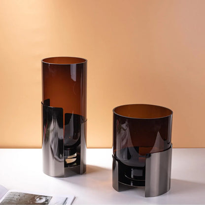 DecorBites™ Amber Glass Vase: Stylish Terrarium and Room Decoration Accessory