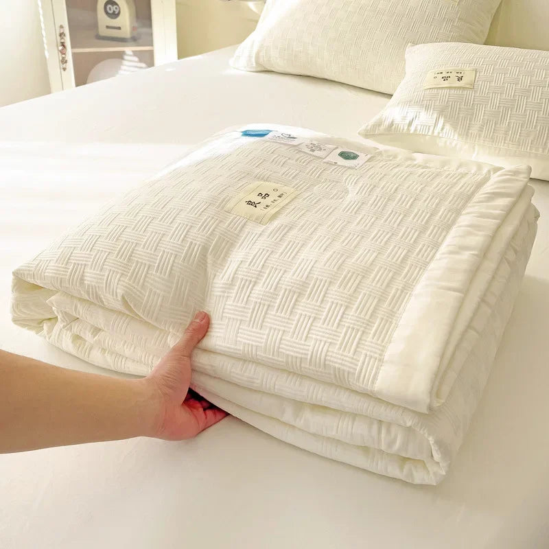 DecorBites™ Jacquard Summer Cool Blanket: Light & Breathable Comforter for Double & Single Beds