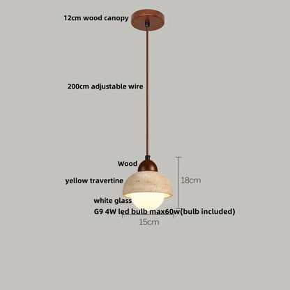 DecorBites™ LED Gourd Pendant Light Aisle Hotel Living Room Fixture Glass Travertine Hang Lamp