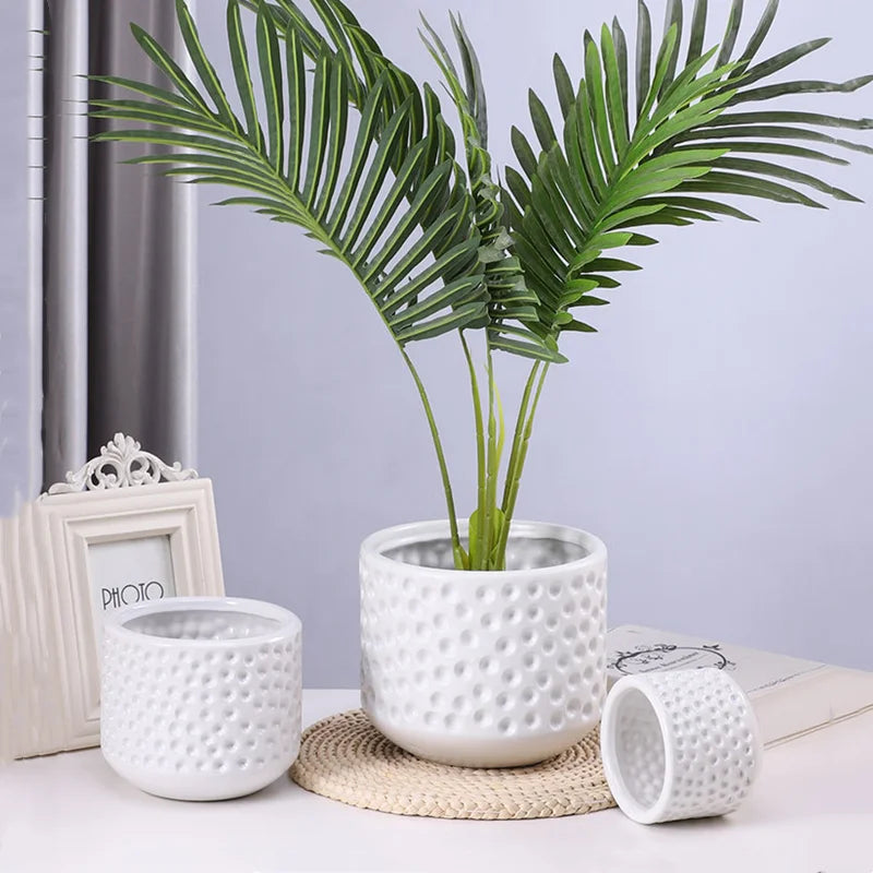 DecorBites™ Gold Ceramic Flower Pot Succulent Vase Terrarium Plant Pots for Home Balcony Decor