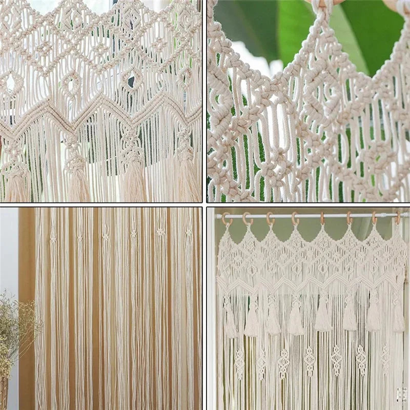 Decobites Macrame Cotton Door Curtain Wall Hanging Boho Decor Art Tapestry 160*280cm