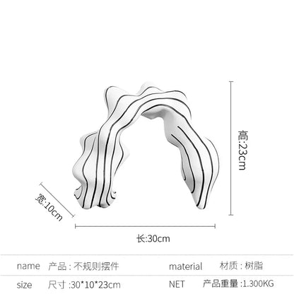 DecorBites™ Golden Ring Black and White Striped Abstract Resin Figurines Home Decor