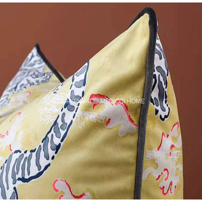 DecorBites™ Coral Lynx Velvet Cushion Cover: Luxury Mystical Animal Theme for Sofa