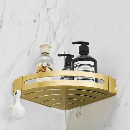 DecorBites™ Brushed Gold Aluminum Bathroom Corner Shelf Wall Mounted Shower Shampoo Holder