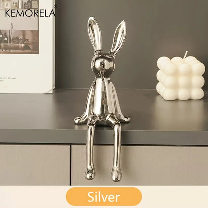 DecorBites™ Ceramic Long-Eared Sitting Rabbit Ornament - Luxury Home Decor Accent