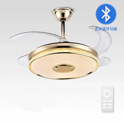 مروحة سقف حديثة DecorBites™ 90 مزودة بمكبر صوت بلوتوث وإضاءة LED وجهاز تحكم عن بعد