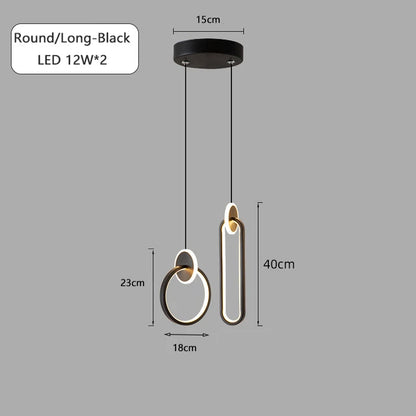 ثريا DecorBites™‎ دائرية من الذهب الأسود مع مصباح معلق بجانب السرير، كابل طويل 12 وات