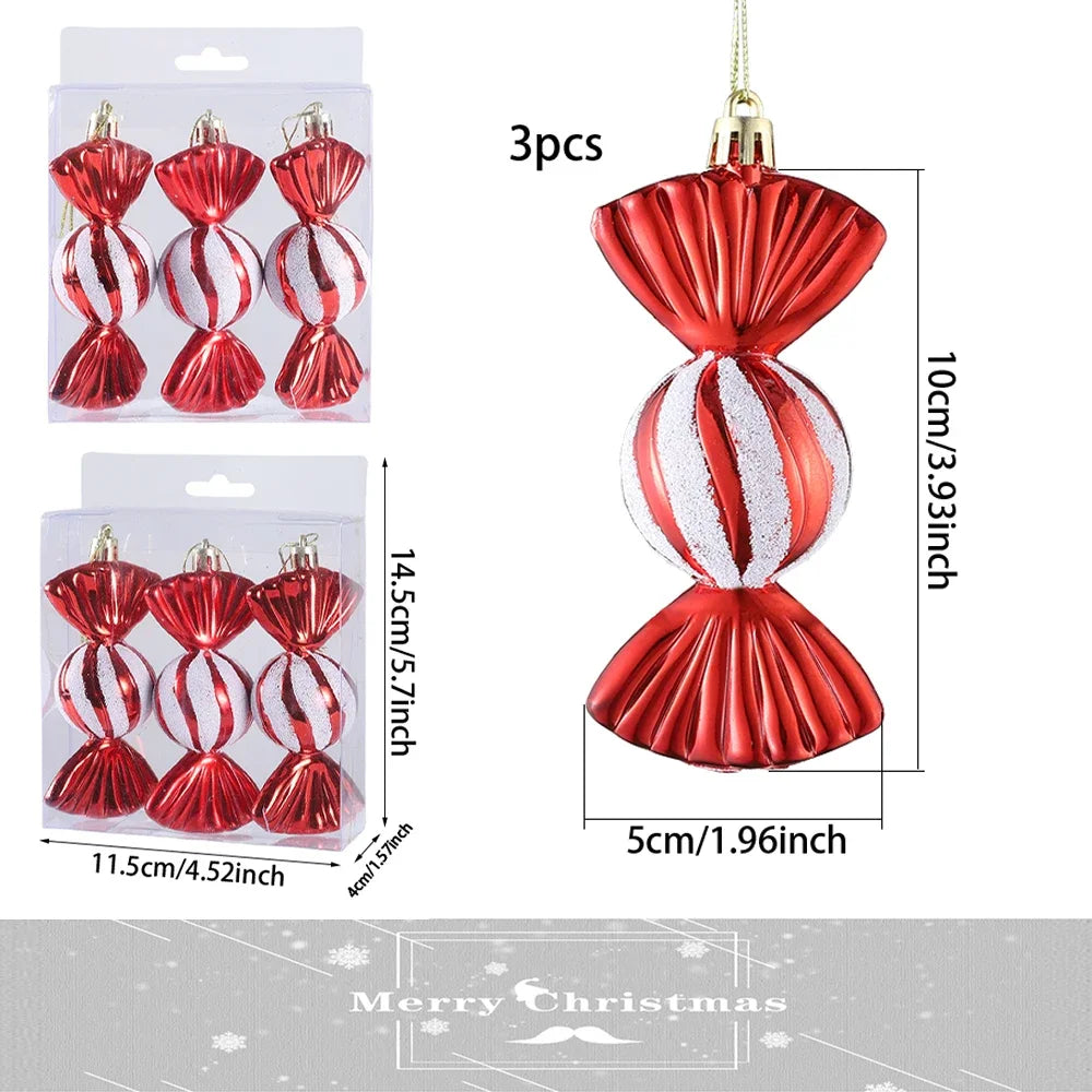 1Box Christmas Ball Ornament Balice Ice Cream Candy Shapes Xmas Tree Hanging  Pendants Home Party Navidad Christmas Decor 2024