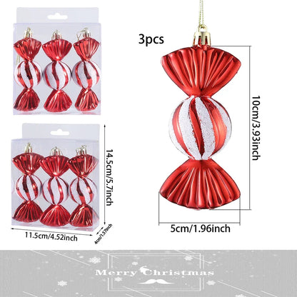 1Box Christmas Ball Ornament Balice Ice Cream Candy Shapes Xmas Tree Hanging  Pendants Home Party Navidad Christmas Decor 2024