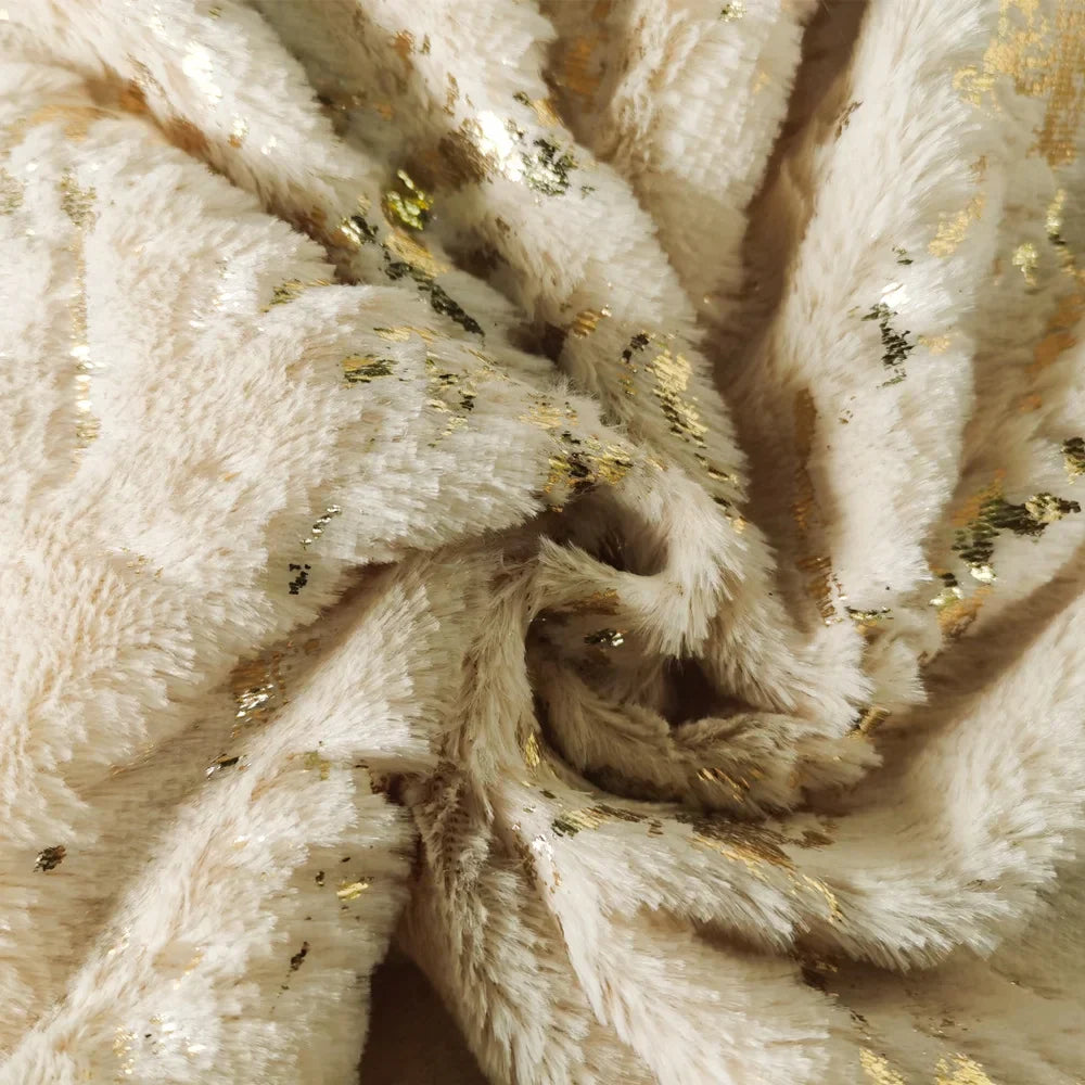 DecorBites™ Golden Fur Cushion Cover White 43x43 - Luxury Home Decor Pillow Case