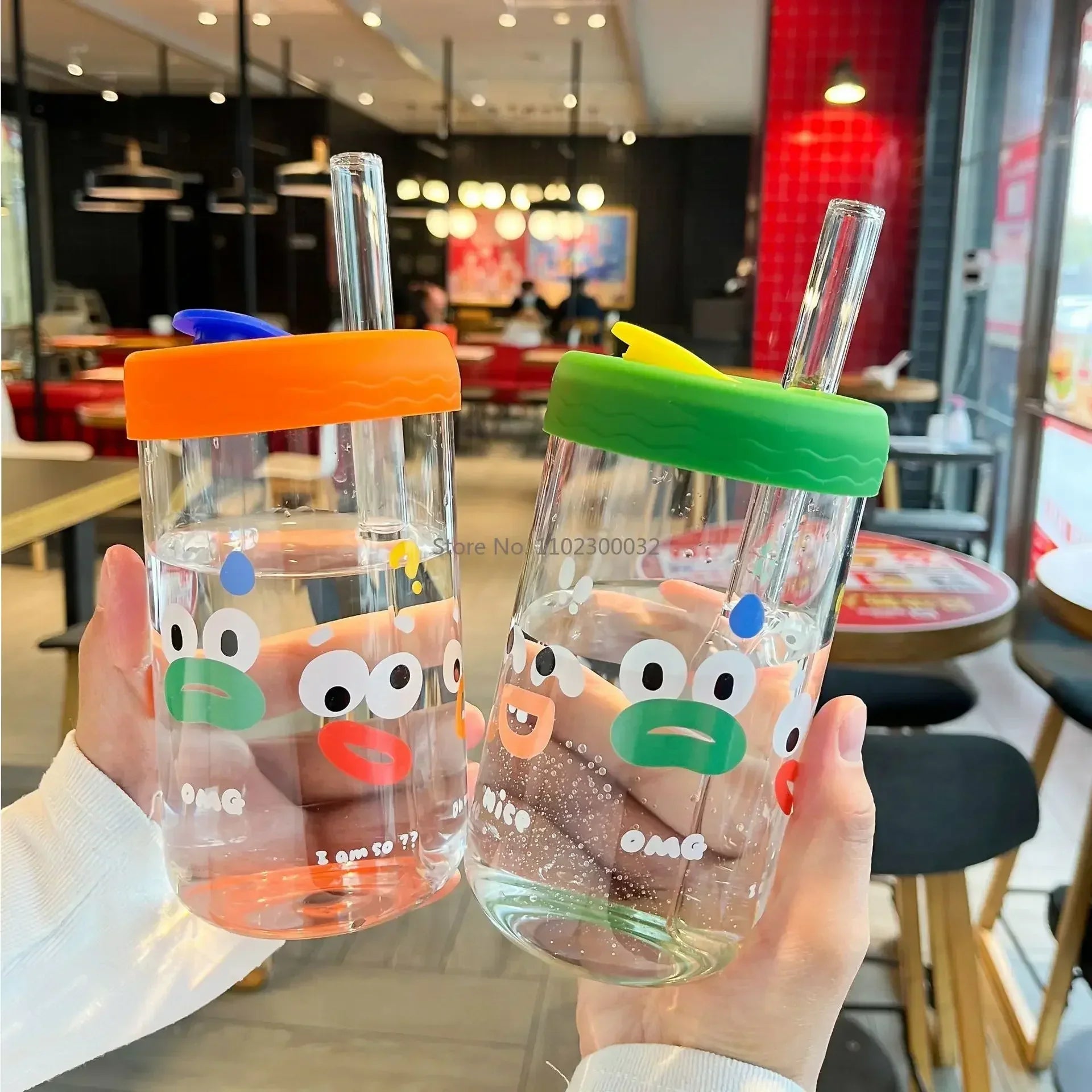 Glass Cartoon Bubble Tea Cup